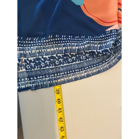 Soft Surroundings Blue Floral Print Dress Sheer Overlay 3/4 Sleeves Medium - Picture 7 of 13